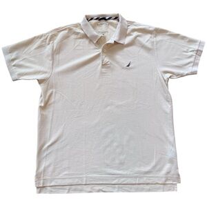 Nautica Men’s Medium Pastel Yellow Classic Collard Polo Shirt 100% Cotton